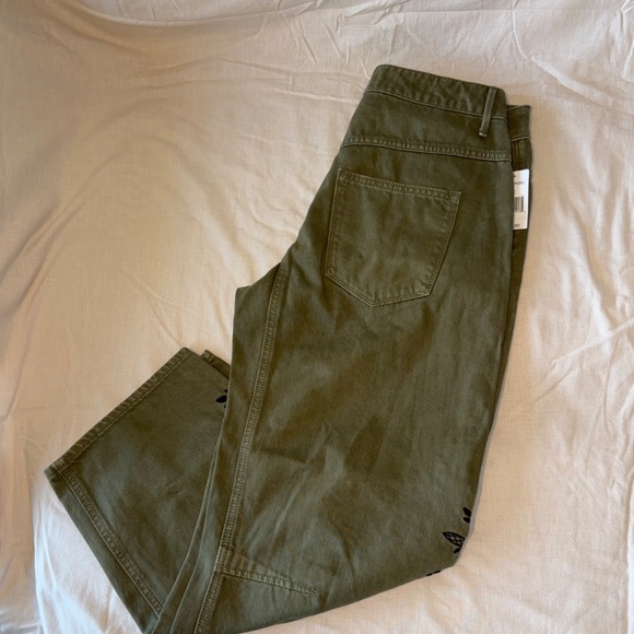 DRIFTWOOD | Green Floral Embroidered "Barbara" Barrel Jeans | Wmns Sz 26 - Picture 5 of 8